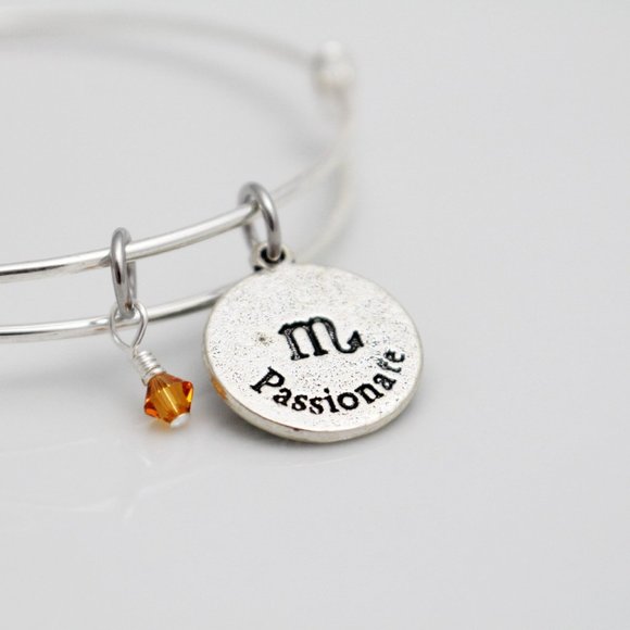 November Scorpio Adjustable Charm Bangle - Handmade Zodiac Bracelet - Picture 12 of 12